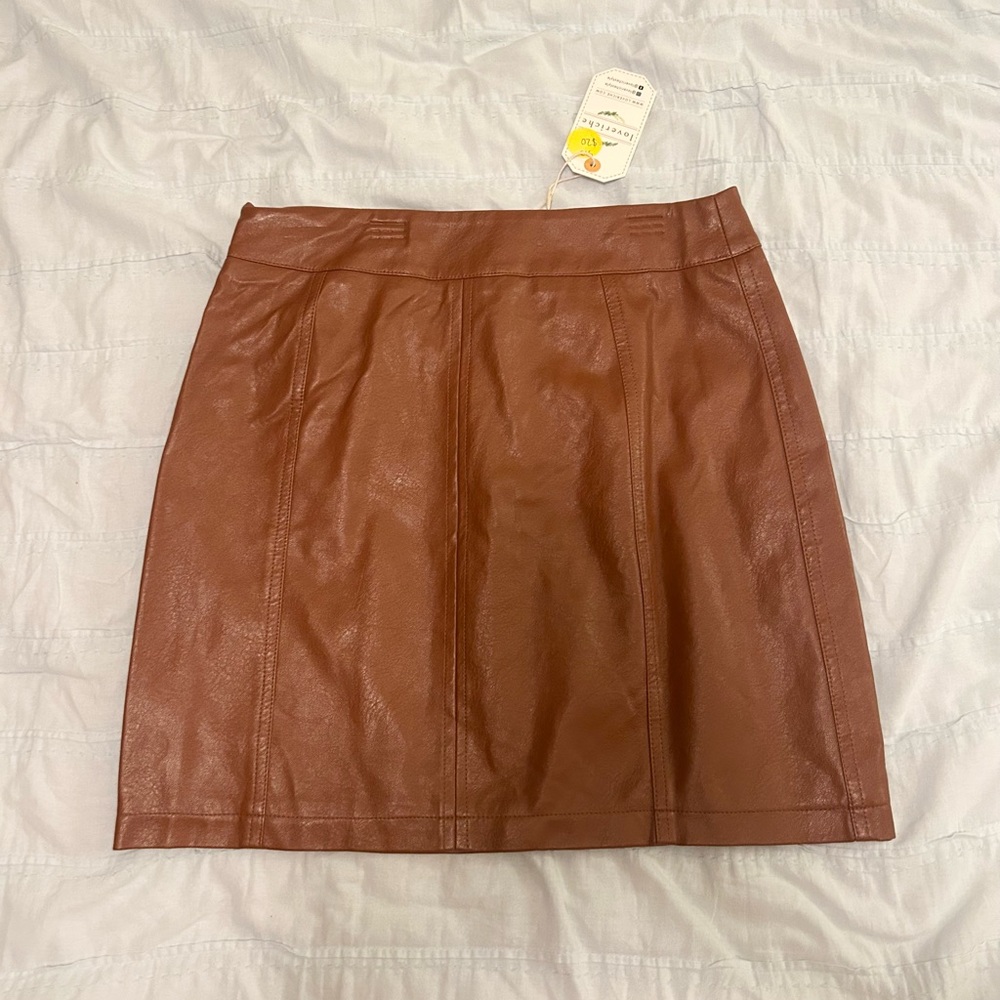 Love Riche Brown Leather Mini Skirt